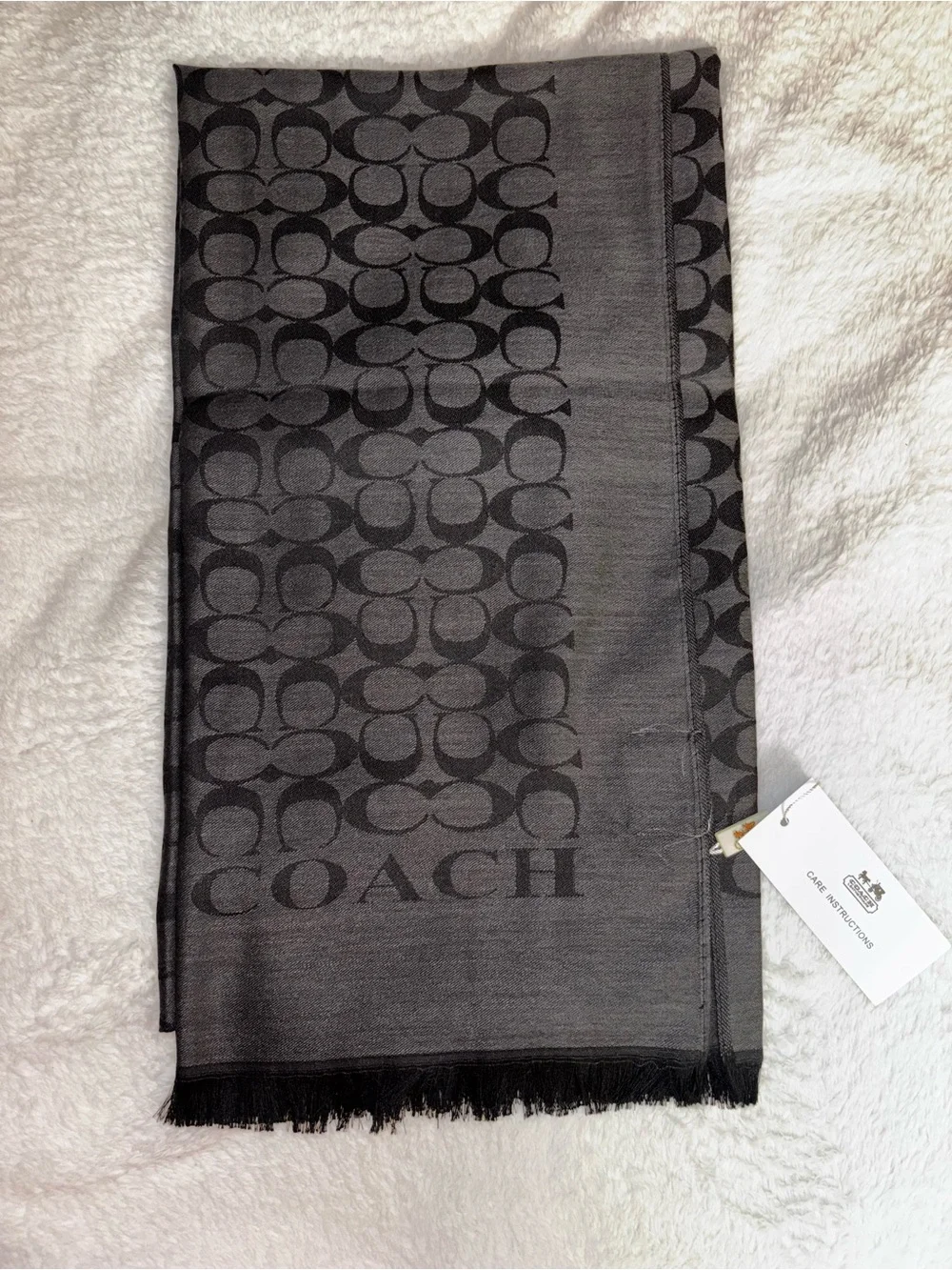 Coach Black Signature Logo Wrap Scarf